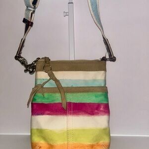 COACH Hampton Multicolor Watercolor Stripe Small Swingback Crossbody Bag